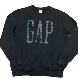 GAP Mens Medium Black Crewneck Sweatshirt Logo Pullover Minimalist Streetwear